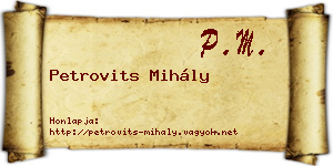 Petrovits Mihály névjegykártya