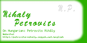 mihaly petrovits business card